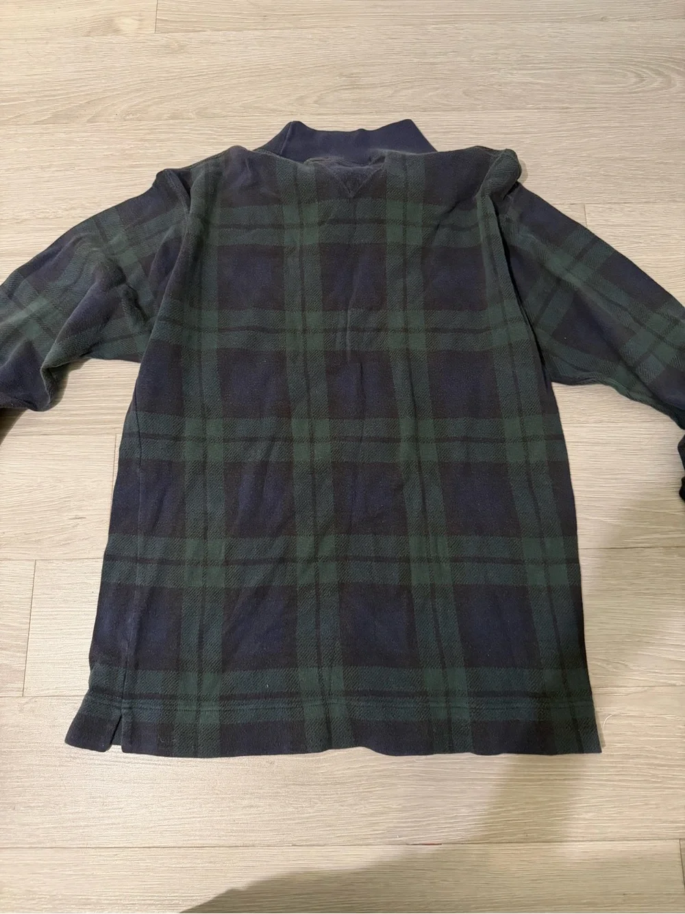 Tommy Hilfiger Navy and Green Plaid Turtleneck Sweater
